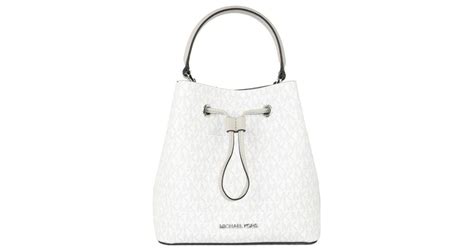 Michael Kors Suri Medium Striped Bucket Bag in White .